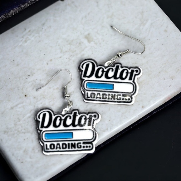 “Doctor Loading” Dangle Earrings - A Prescription for Fun! 🎉 NWT White Coat Gift - Picture 5 of 6